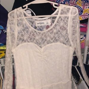 White Abercrombie 3/4 sleeve lace dress